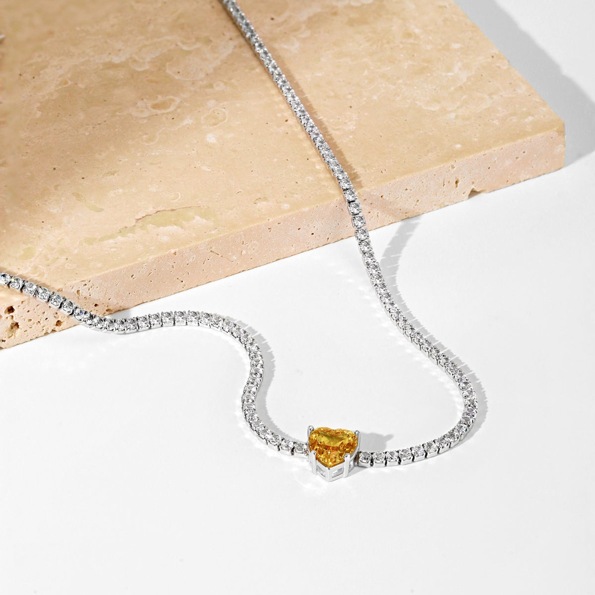 [Echo Fine ]2.0 Carat Sparkling Tennis Heart Cut Necklace