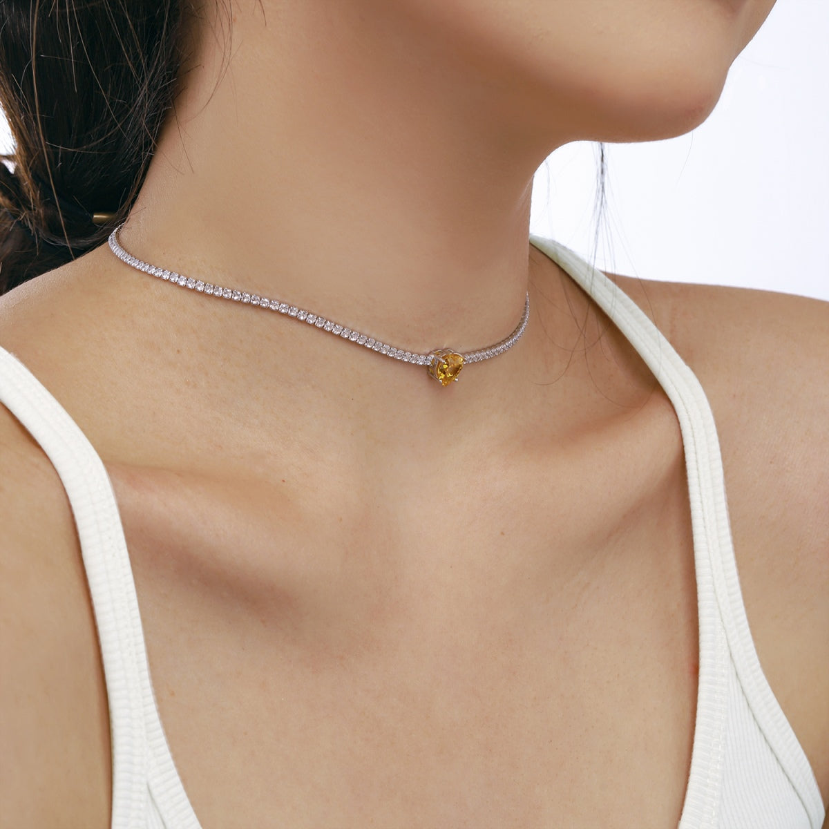 [Echo Fine ]2.0 Carat Sparkling Tennis Heart Cut Necklace