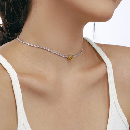 [Echo Fine ]2.0 Carat Sparkling Tennis Heart Cut Necklace