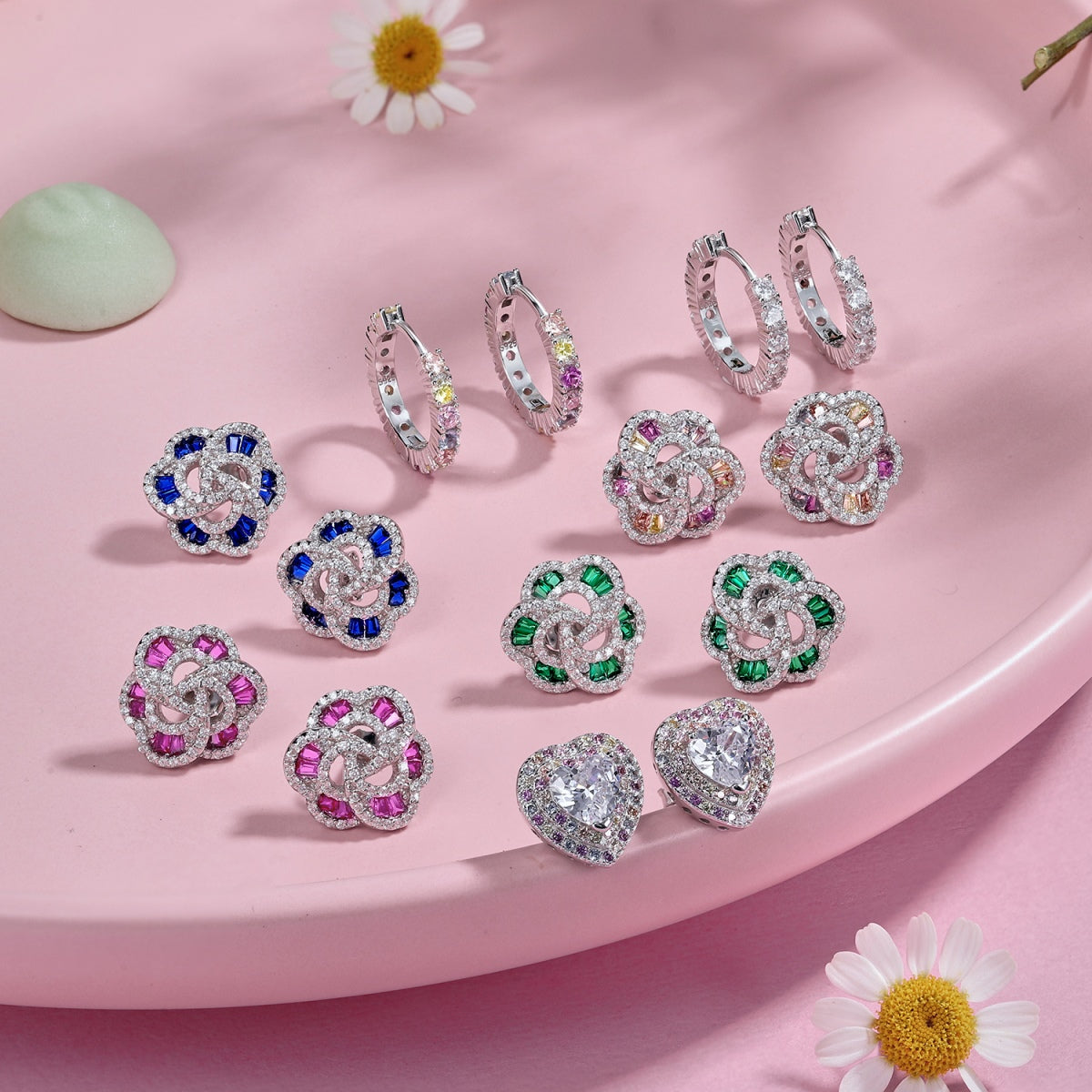[Echo Fine ]Radiant Colorful Round Cut Earrings