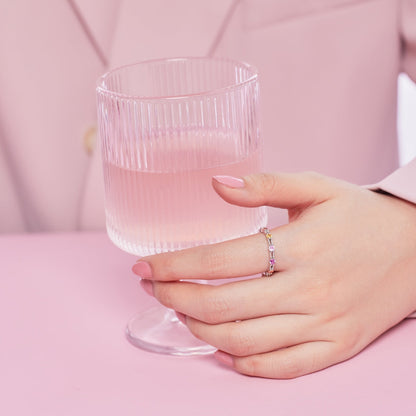 [Echo Fine ]Sparkling Colorful Round Cut Tennis Ring