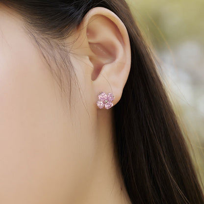 [Echo Fine ]Four-Leaf Clover Ball Earrings