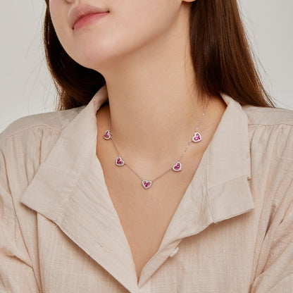 [Echo Fine ]Sparkling Five Heart Necklace