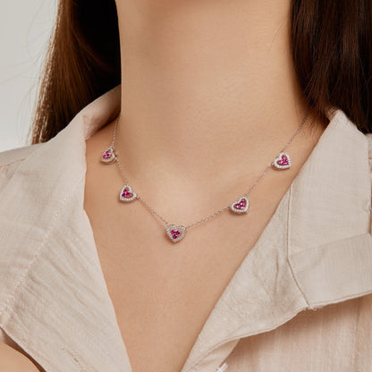 [Echo Fine ]Sparkling Five Heart Necklace