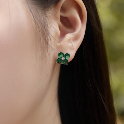 [Echo Fine ]Four-Leaf Clover Eight-Pointed Star Earrings