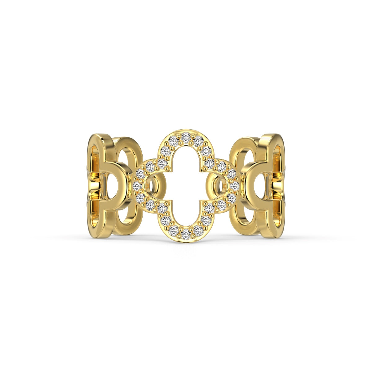 [Echo Fine ]Hollow Design Four-Leaf Clover Flower Shape Ring