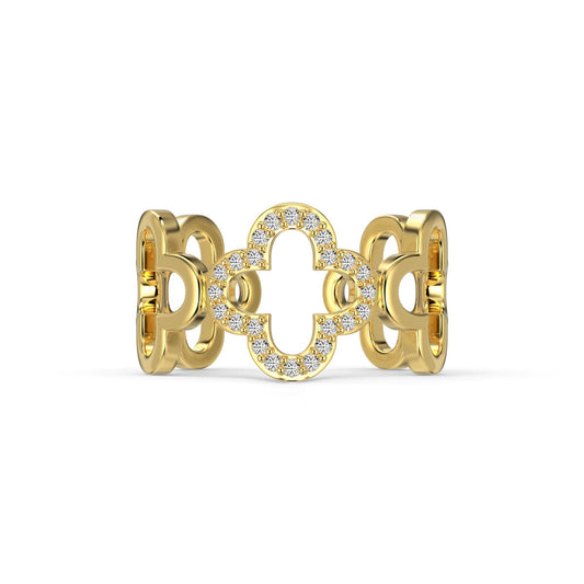 [Echo Fine ]Hollow Design Four-Leaf Clover Flower Shape Ring