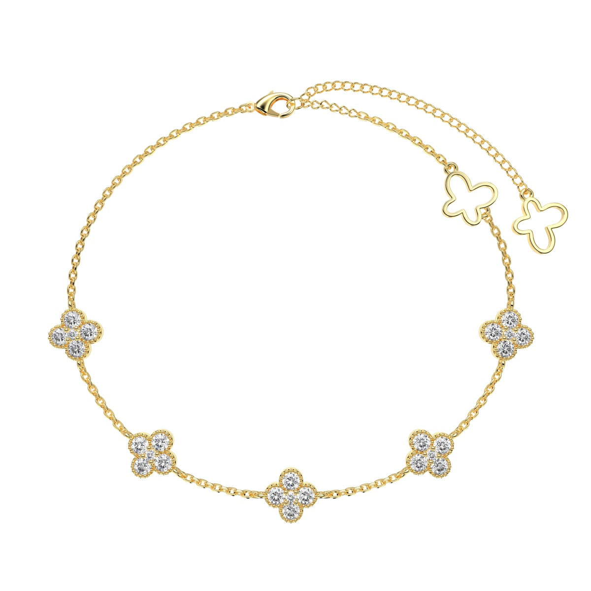 [Echo Fine ]Four-Leaf Clover Hollow Butterfly Bracelet