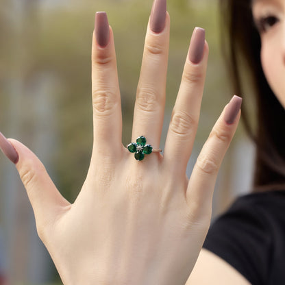 [Echo Fine ]Four-Leaf Clover Eight-Pointed Star Ring