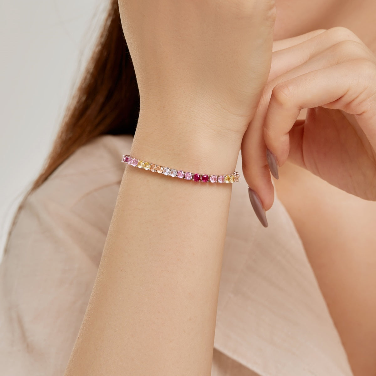 [Echo Fine ]Radiant Colorful Round Cut Tennis Bracelet