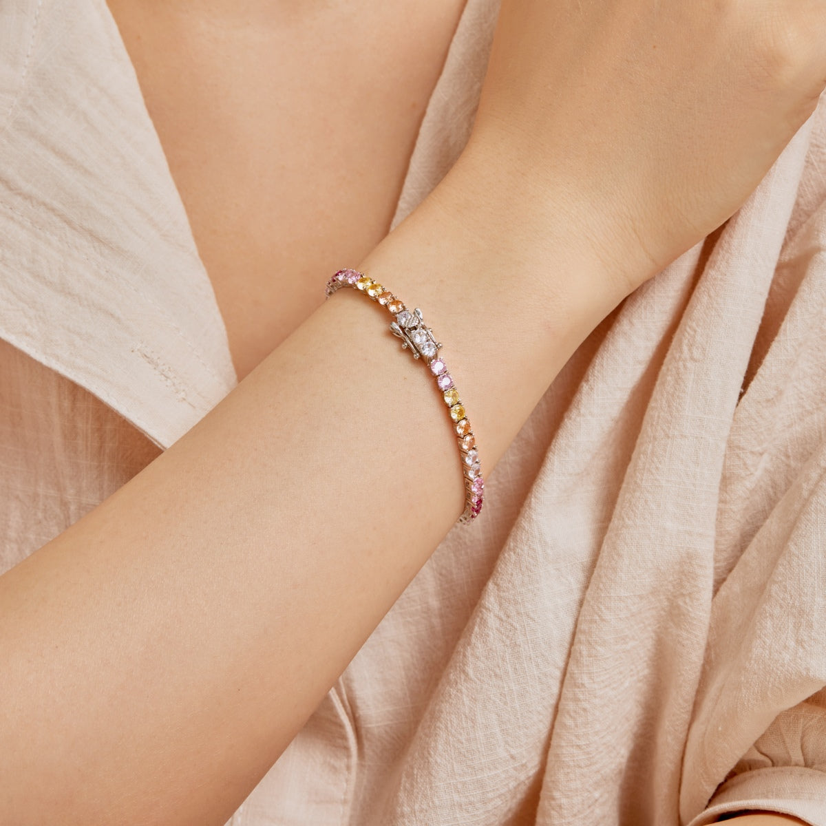 [Echo Fine ]Radiant Colorful Round Cut Tennis Bracelet