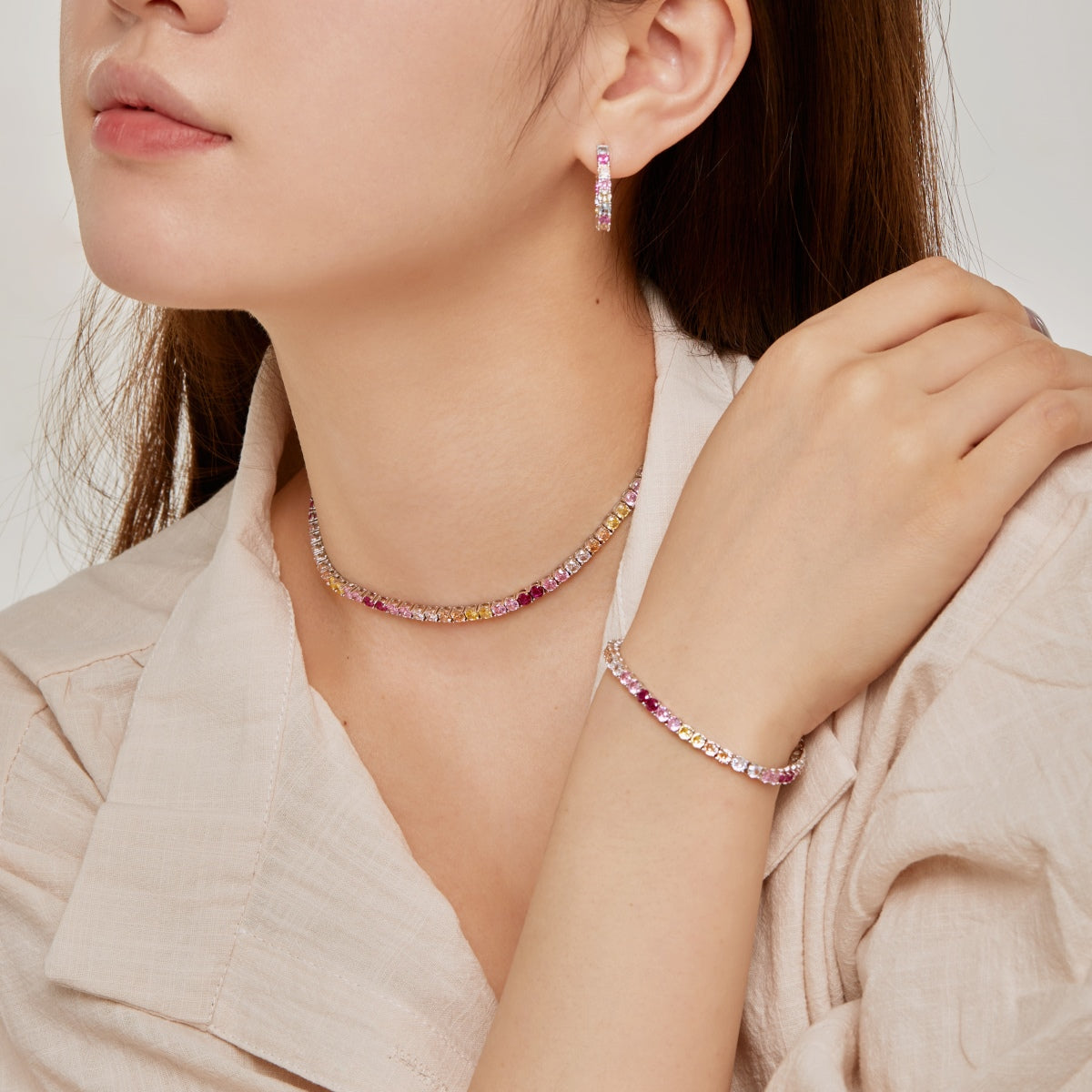 [Echo Fine ]Radiant Colorful Round Cut Tennis Bracelet