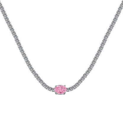 [Echo Fine ]1.0 Carat Shining Oval Cut Necklace