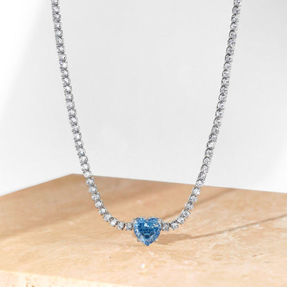 [Echo Fine ]2.0 Carat Sparkling Tennis Heart Cut Necklace