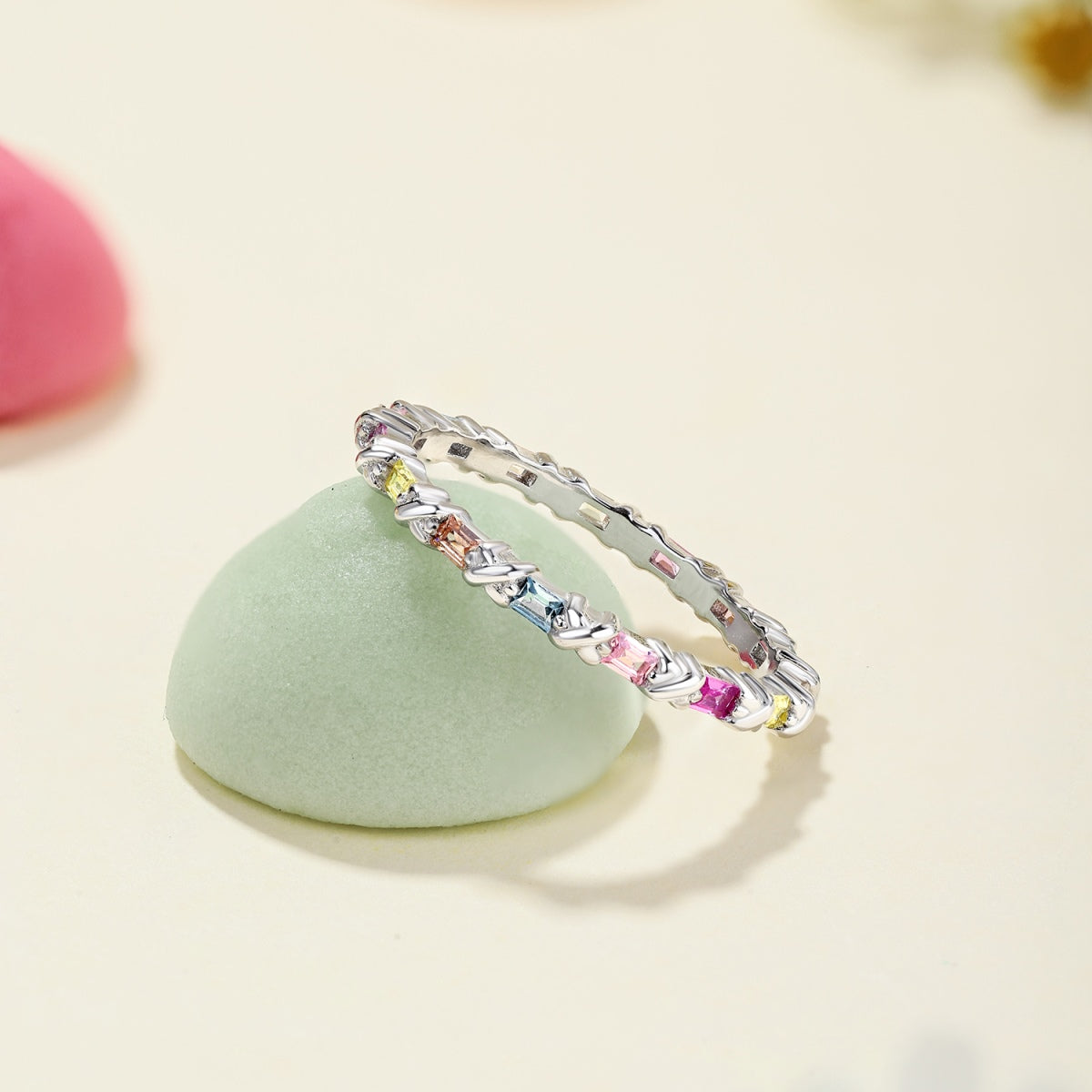 [Echo Fine ]Charming Colorful Round Cut Daily Ring