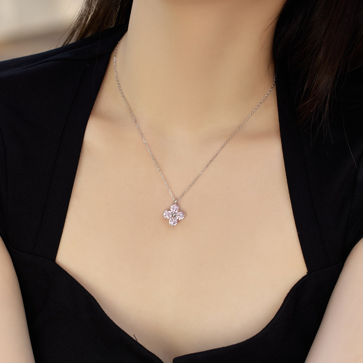 [Echo Fine ]Four-Leaf Clover And Eight-Pointed Star Necklace