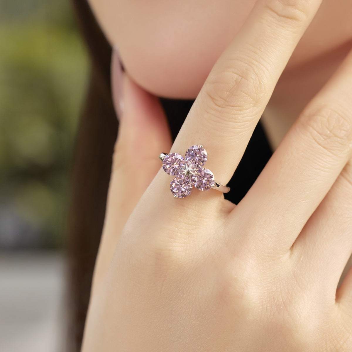 [Echo Fine ]Four-Leaf Clover Eight-Pointed Star Ring