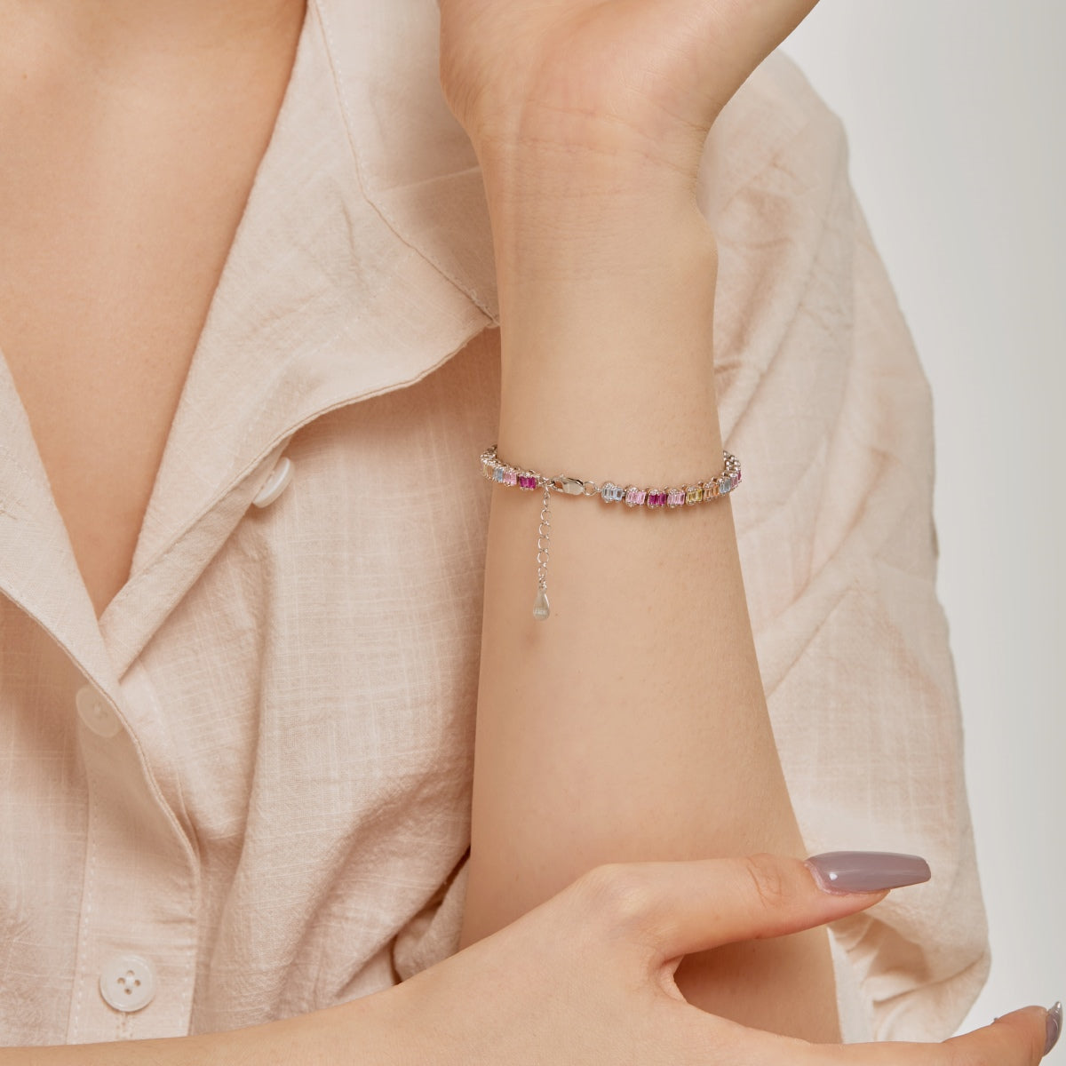 [Echo Fine ]Delicate Colorful Emerald Cut Party Bracelet