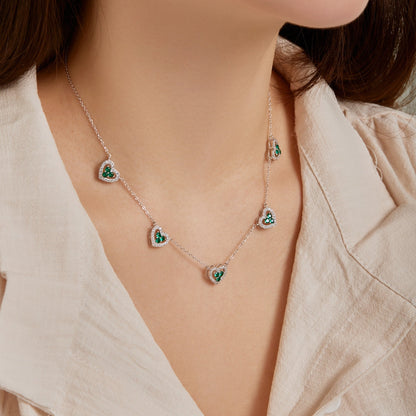 [Echo Fine ]Sparkling Five Heart Necklace