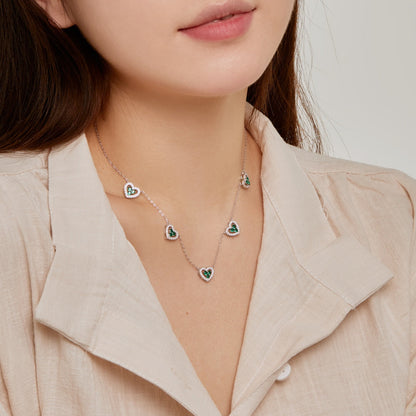 [Echo Fine ]Sparkling Five Heart Necklace