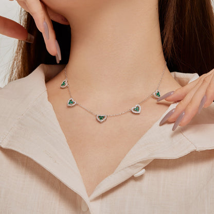 [Echo Fine ]Sparkling Five Heart Necklace