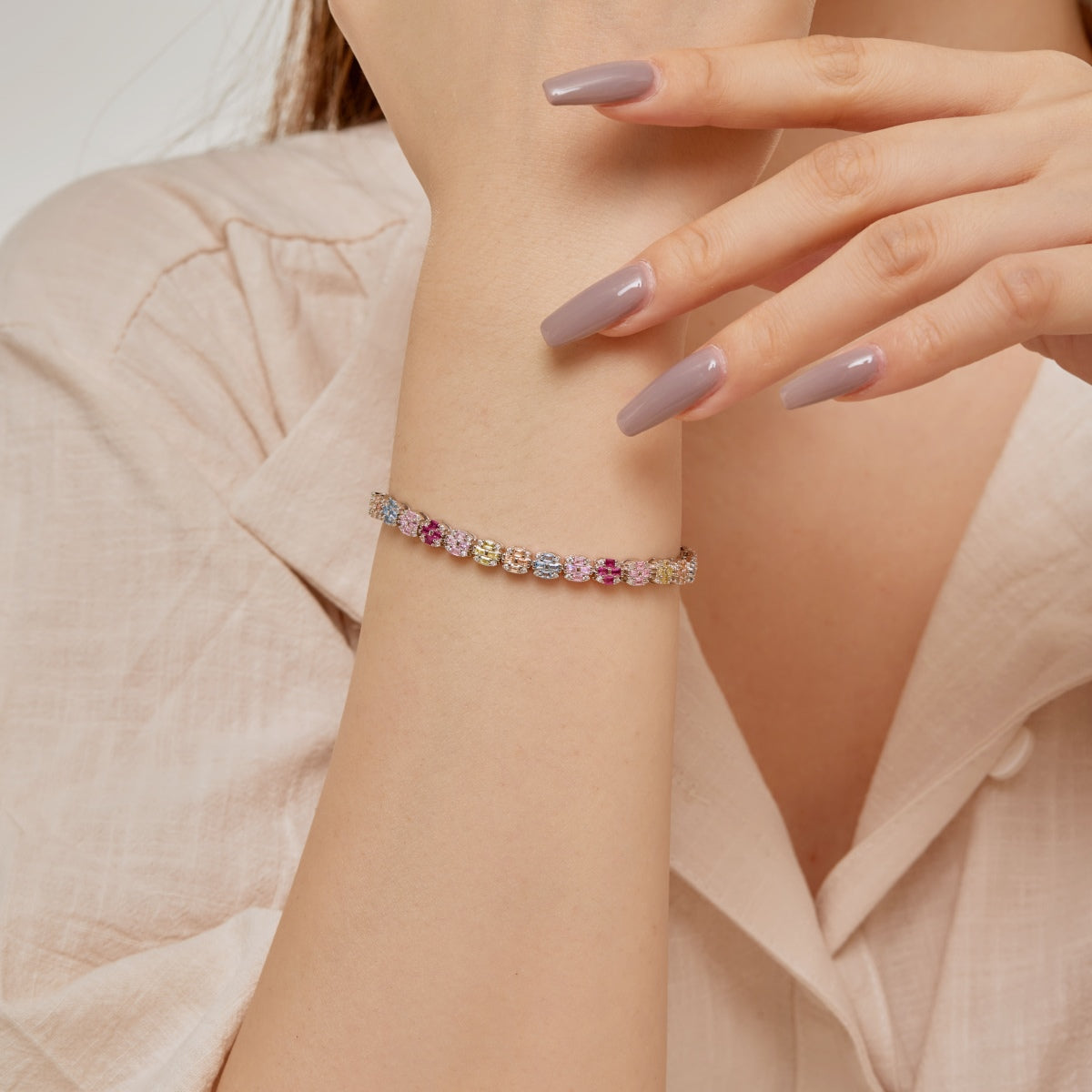 [Echo Fine ]Delicate Colorful Emerald Cut Daily Bracelet