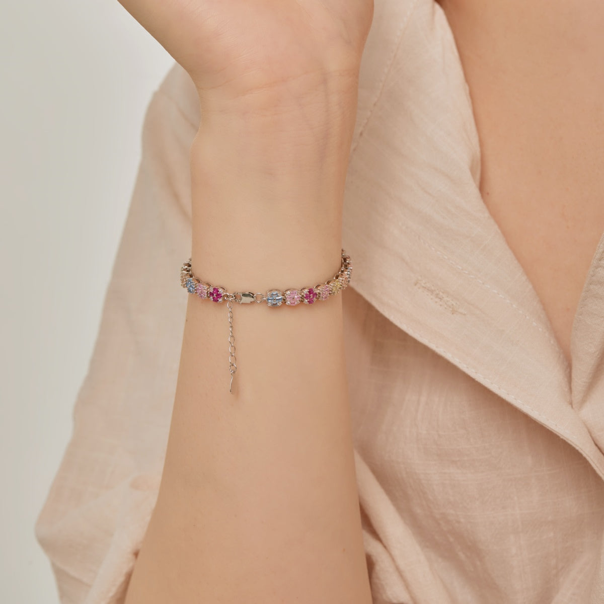 [Echo Fine ]Delicate Colorful Emerald Cut Daily Bracelet
