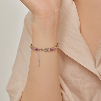 [Echo Fine ]Delicate Colorful Emerald Cut Daily Bracelet