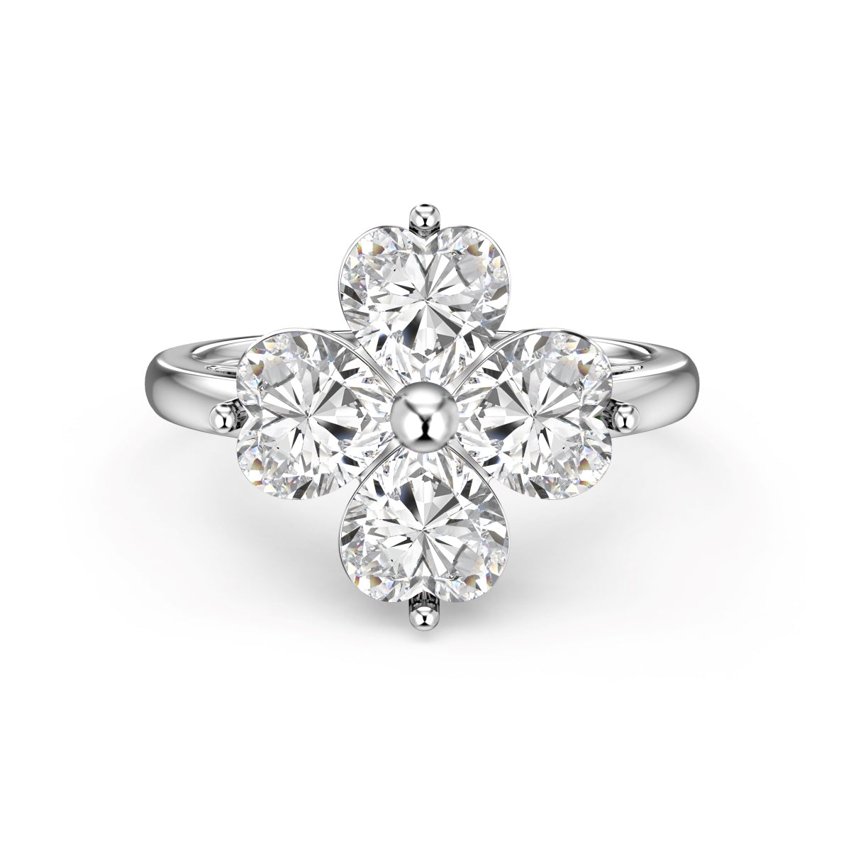 [Echo Fine ]Heart-shaped Four-Leaf Clover Ball Ring