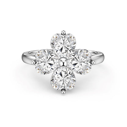 [Echo Fine ]Heart-shaped Four-Leaf Clover Ball Ring