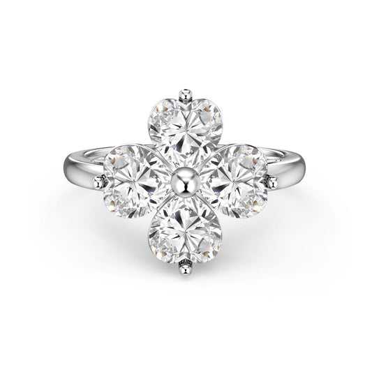 [Echo Fine ]Heart-shaped Four-Leaf Clover Ball Ring