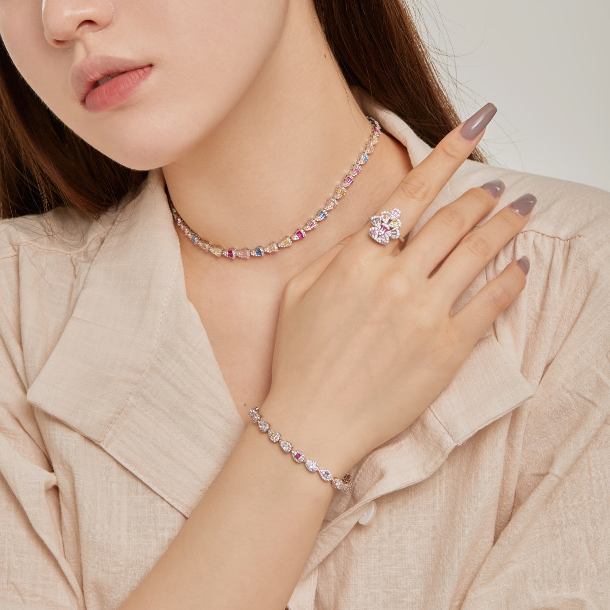 [Echo Fine ]0.25 Carat Radiant Water Drop Shape Daily Bracelet