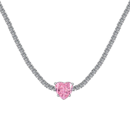 [Echo Fine ]2.0 Carat Sparkling Tennis Heart Cut Necklace