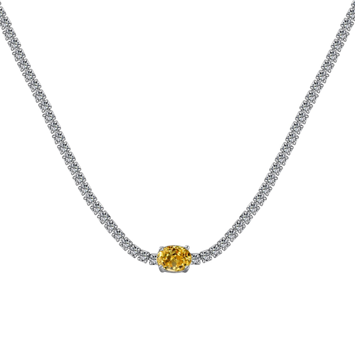 [Echo Fine ]1.0 Carat Shining Oval Cut Necklace