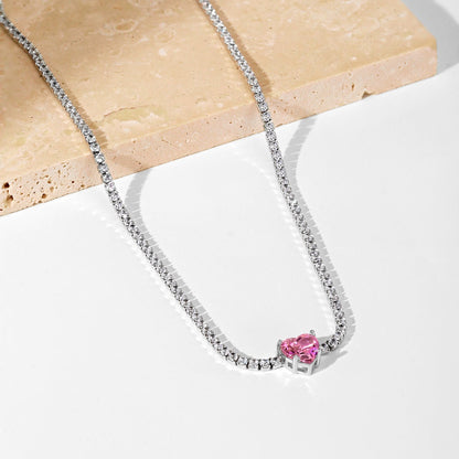 [Echo Fine ]2.0 Carat Sparkling Tennis Heart Cut Necklace