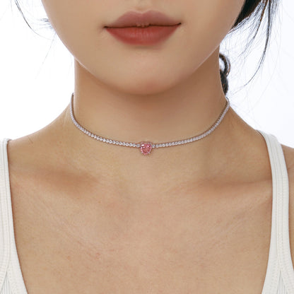 [Echo Fine ]2.0 Carat Sparkling Tennis Heart Cut Necklace