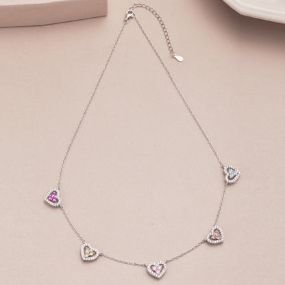 [Echo Fine ]Sparkling Five Heart Necklace