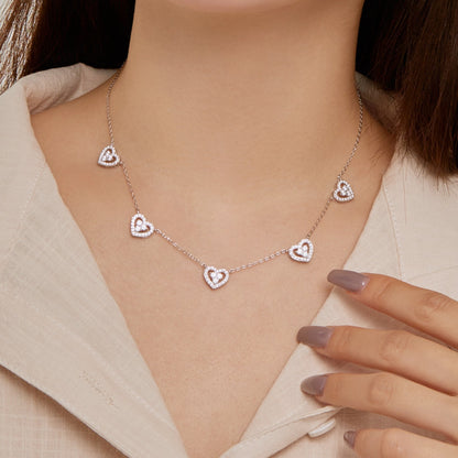 [Echo Fine ]Sparkling Five Heart Necklace