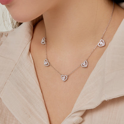 [Echo Fine ]Sparkling Five Heart Necklace