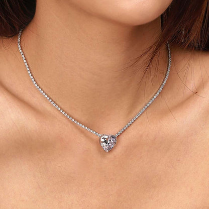 [Echo Fine ]8.0 Carat Versatile Colorful Sweet Heart-Shaped Tennis Necklace