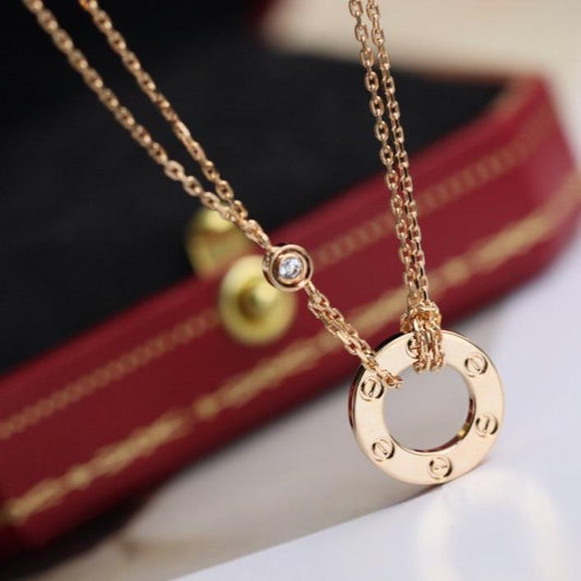 [Echo Fine ]LOVE NECKLACE ADJUSTABLE ROSE GOLD 2 DIAMOND