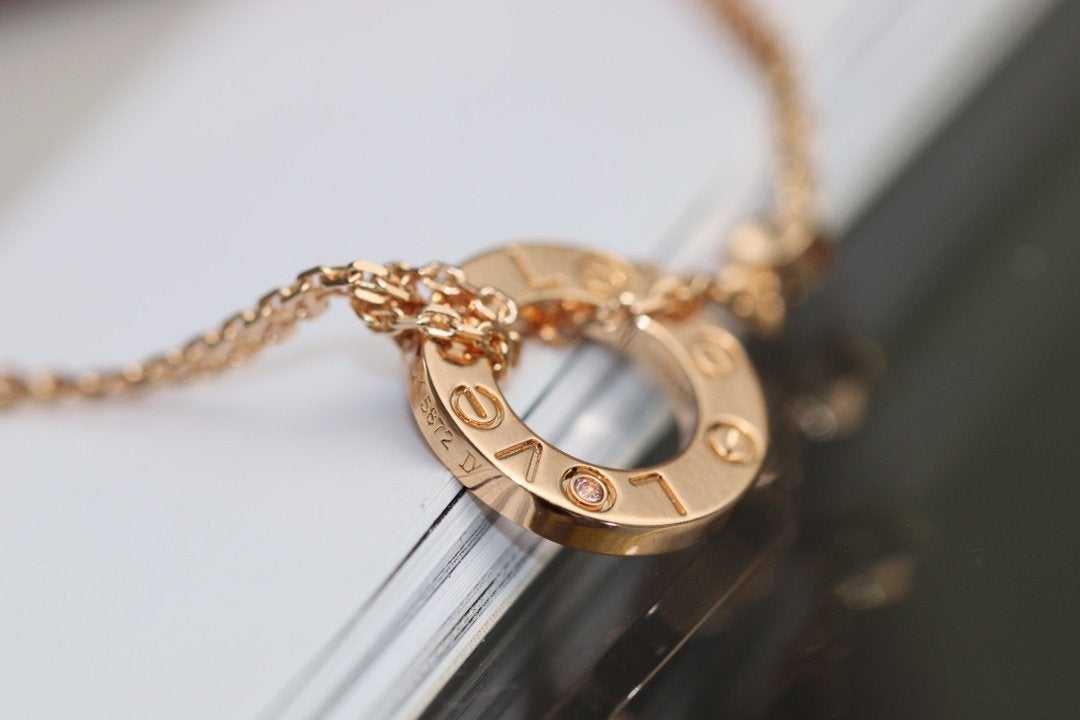 [Echo Fine ]LOVE NECKLACE ADJUSTABLE ROSE GOLD 2 DIAMOND