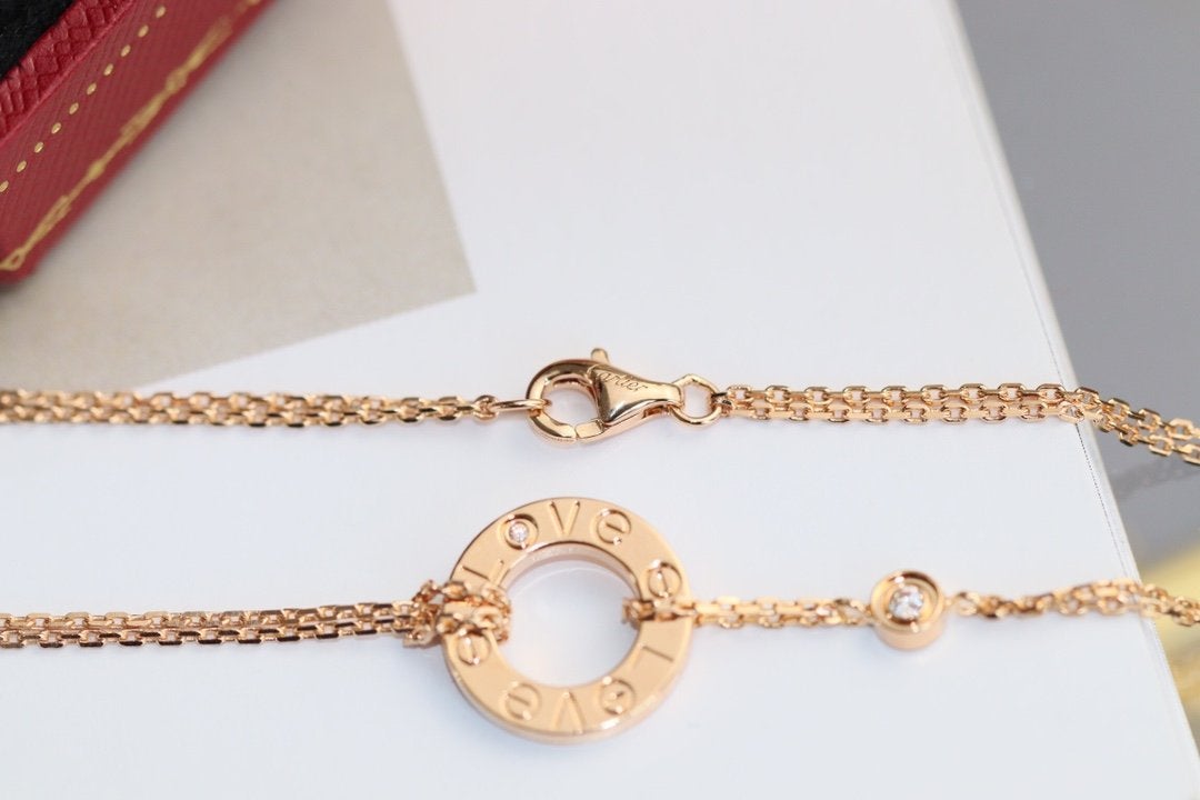 [Echo Fine ]LOVE NECKLACE ADJUSTABLE ROSE GOLD 2 DIAMOND