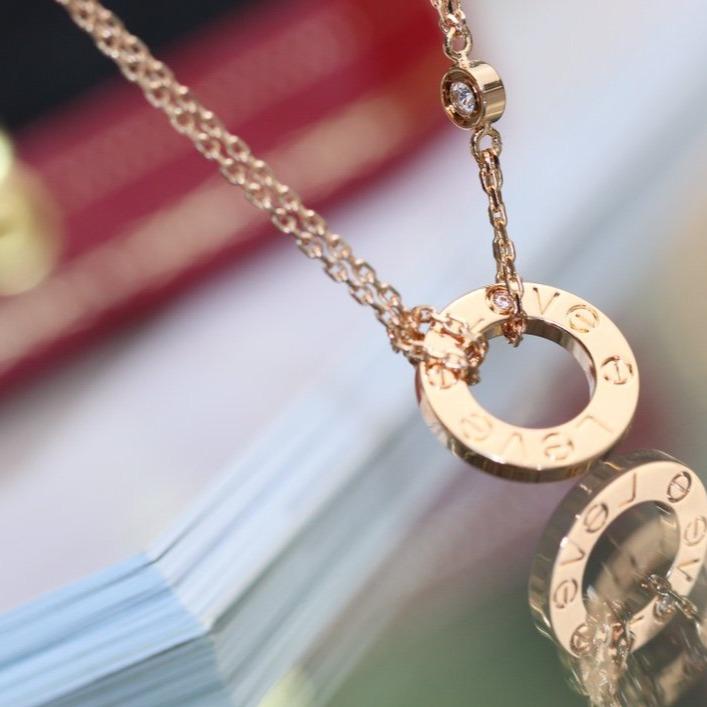 [Echo Fine ]LOVE NECKLACE ADJUSTABLE ROSE GOLD 2 DIAMOND