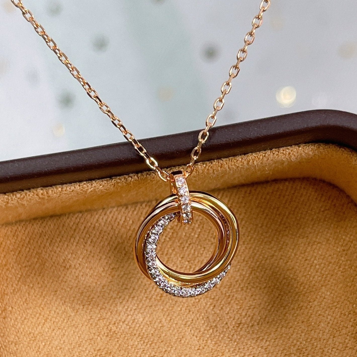[Echo Fine ]TRINITY NECKLACE SILVER GOLD PINK GOLD DIAMONDS