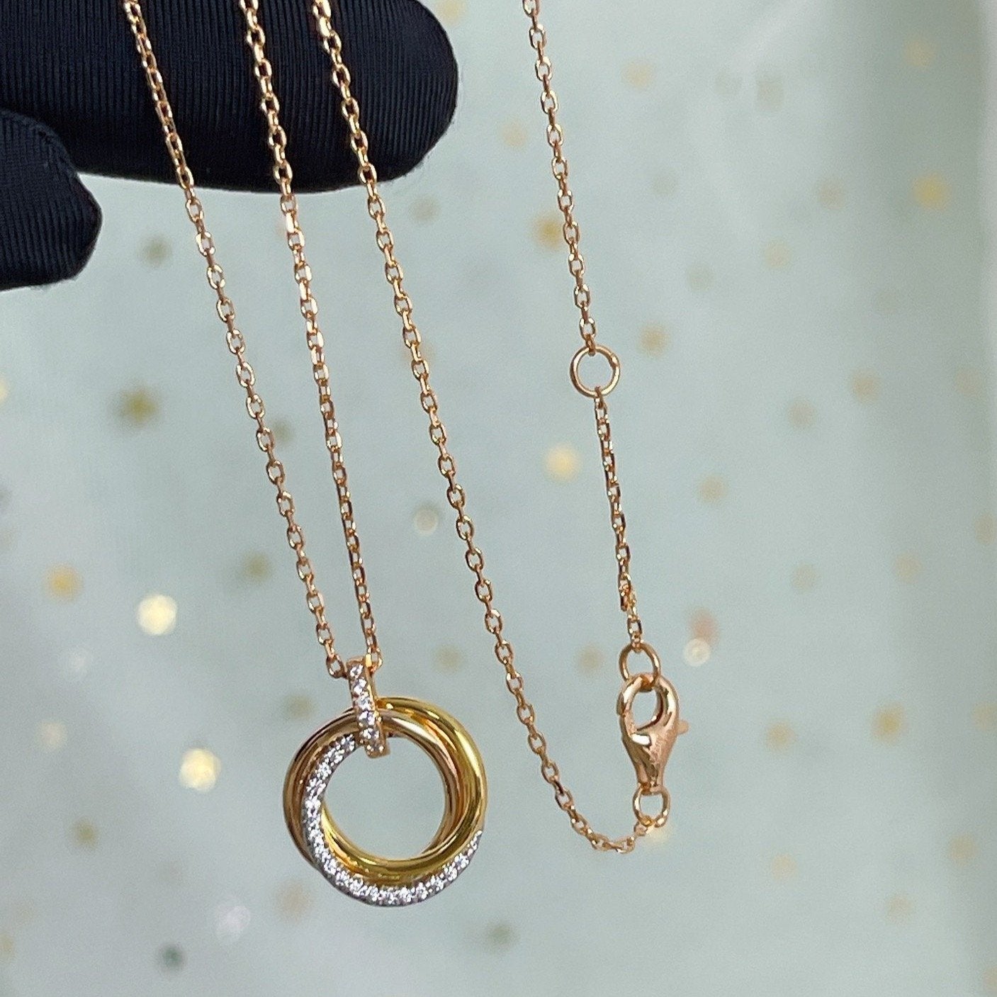 [Echo Fine ]TRINITY NECKLACE SILVER GOLD PINK GOLD DIAMONDS