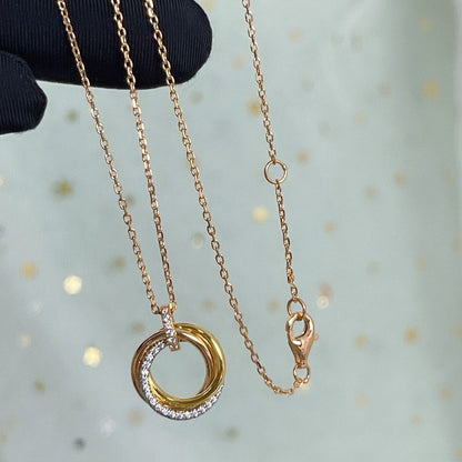 [Echo Fine ]TRINITY NECKLACE SILVER GOLD PINK GOLD DIAMONDS