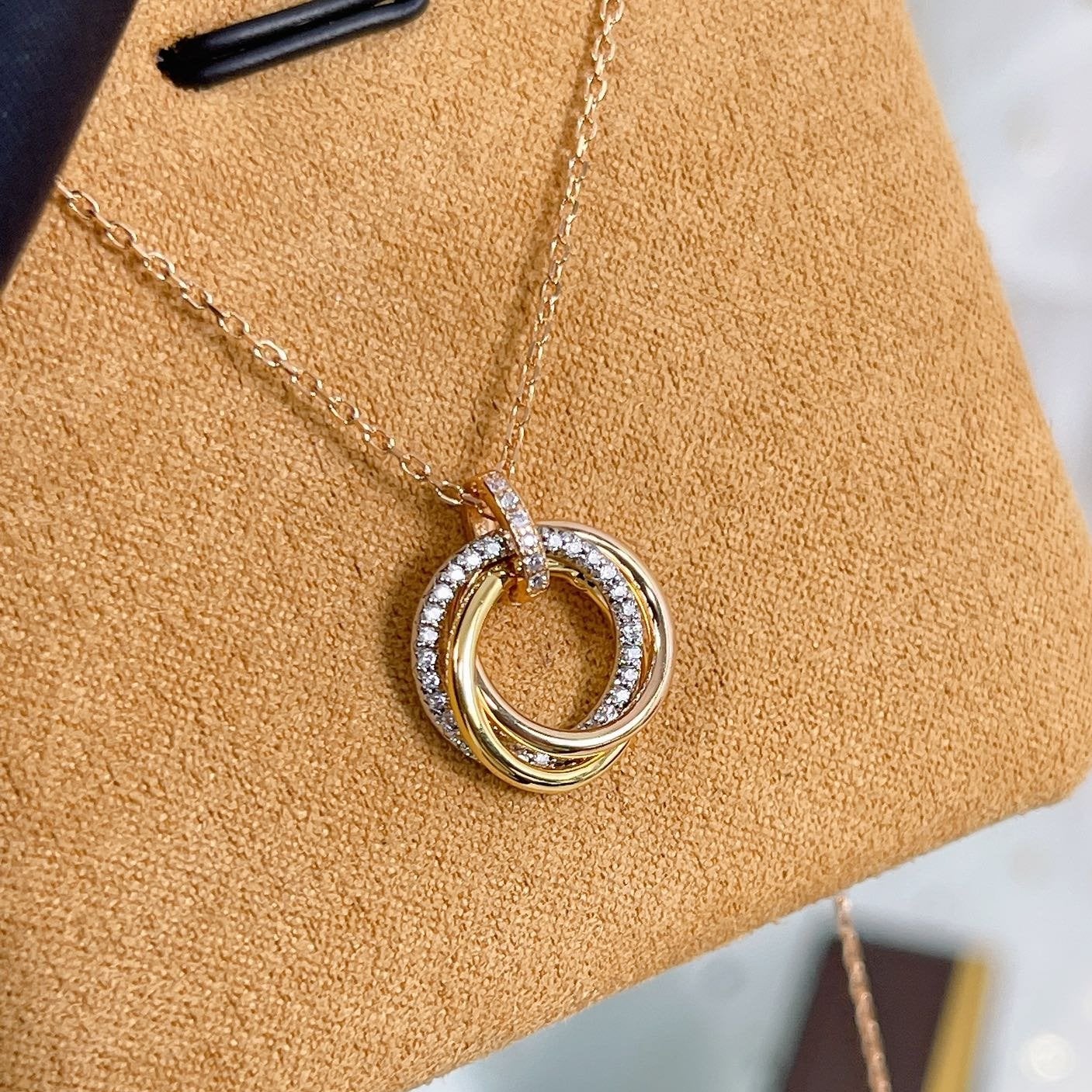 [Echo Fine ]TRINITY NECKLACE SILVER GOLD PINK GOLD DIAMONDS