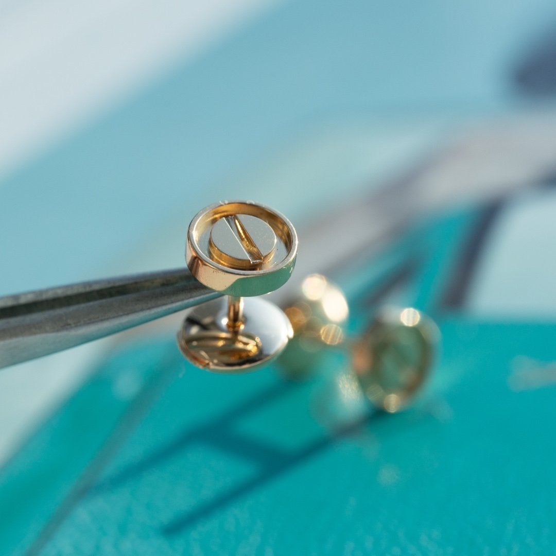 [Echo Fine ]LOVE EARRINGS PINK GOLD 10MM