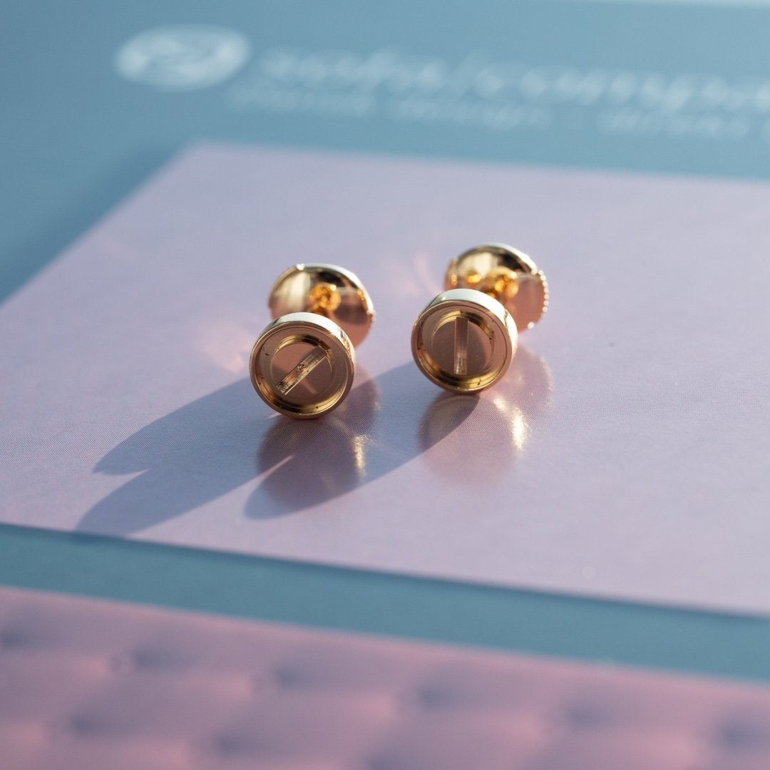 [Echo Fine ]LOVE EARRINGS PINK GOLD 10MM
